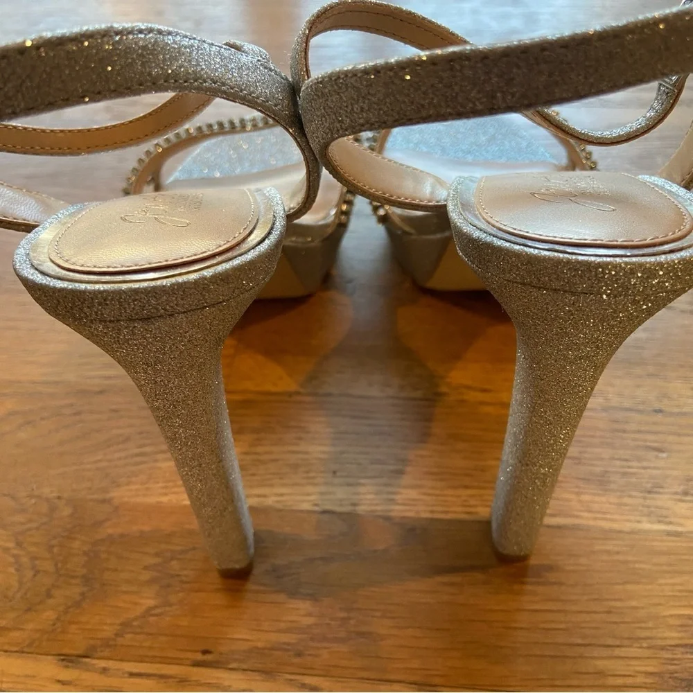 Jewel Badgley Mishka Rhinestone Silver Heels 9.5